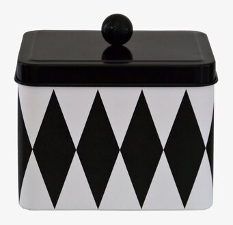 Plåtburk Rut Rektangulär från La Shelf med svartvita romber