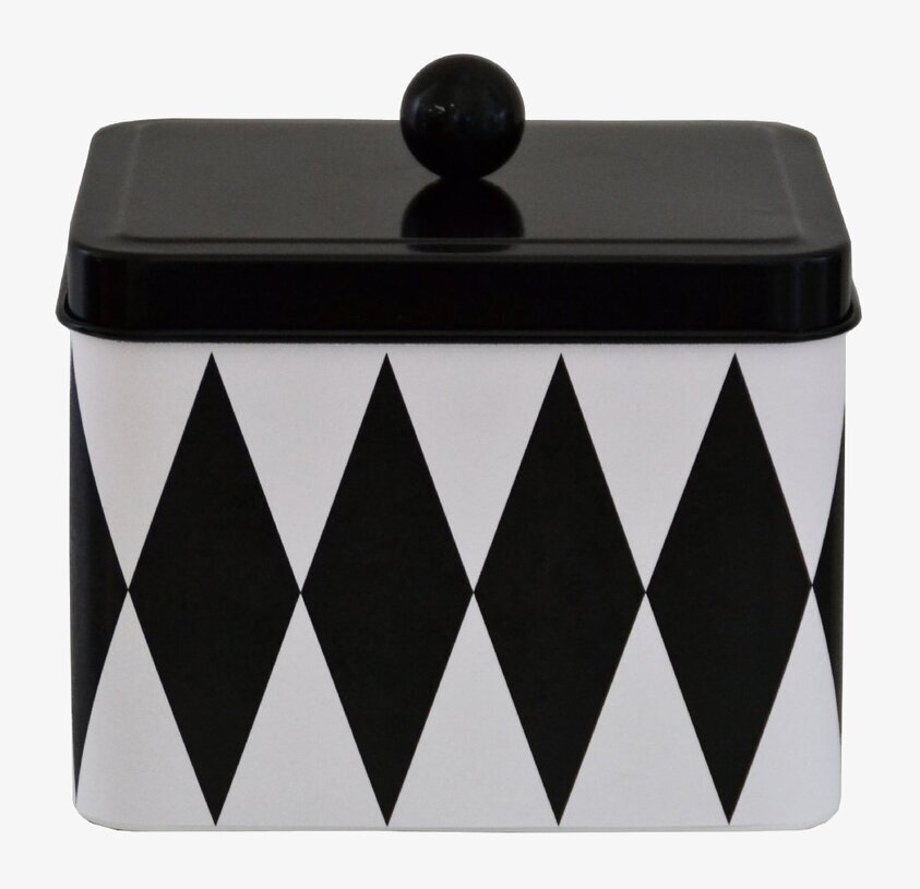 Plåtburk Rut Rektangulär från La Shelf med svartvita romber