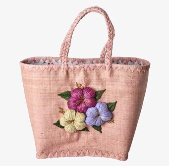Väska Heavy Flower Embroidery Pink från Rice med blommor
