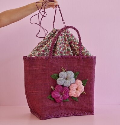 Väska Heavy Flower Embroidery Soft Plum från Rice