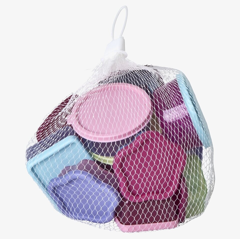 Små plastburkar 12-Pack från Rice i färgglada nyanser