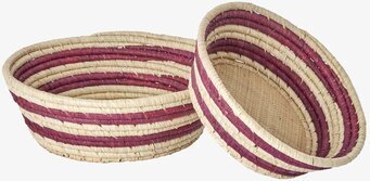 Brödkorg Aubergine Stripes Set/2 från Rice i naturmaterial