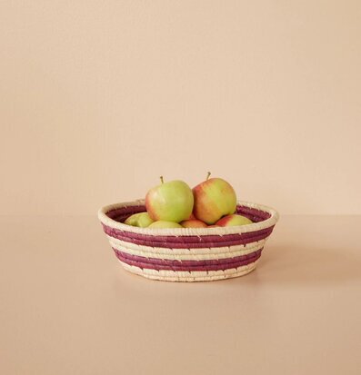 Brödkorg Aubergine Stripes Set/2 från Rice med äpplen