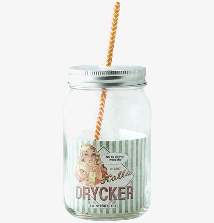 Glasburk M. Lock För Sugrör från Strömshaga med etikett