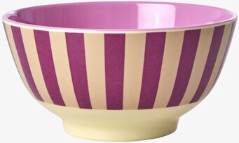 Skål Stripes Print från Rice med ränder och rosa insida