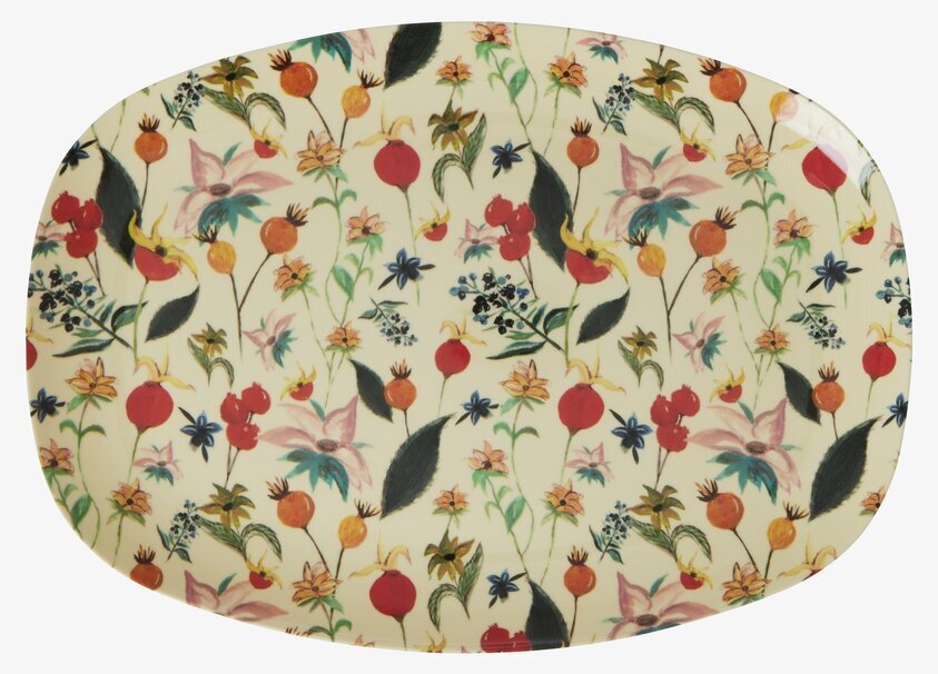 Tallrik Rosebuds Print från Rice med blommönster i melamin