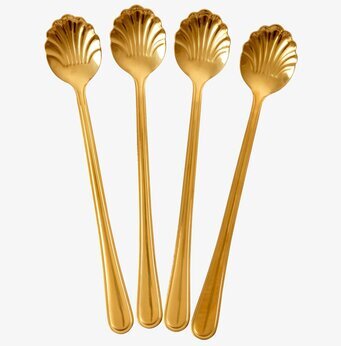 Långa Skedar Set/4 Seashell från Rice mot vit bakgrund