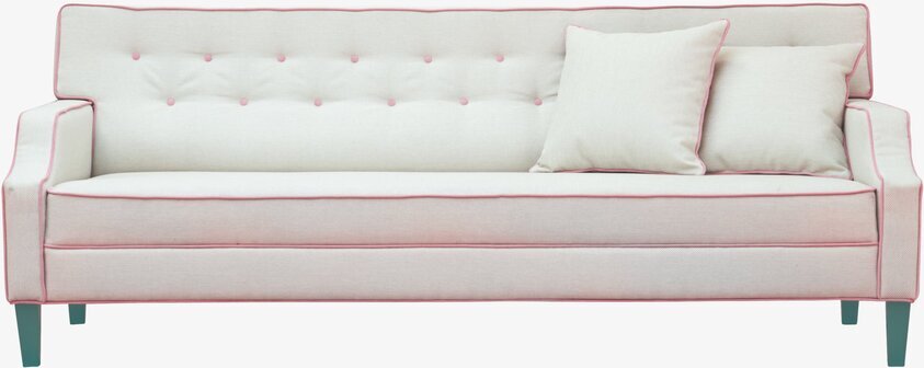 3 Seater Sofa Cream With Pink Piping från Rice i vardagsrum