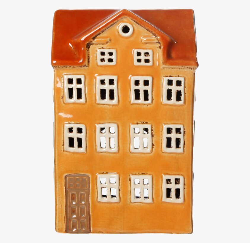 Ljuslykta Hus Gul 21.5cm från Det Gamle Apotek i keramik