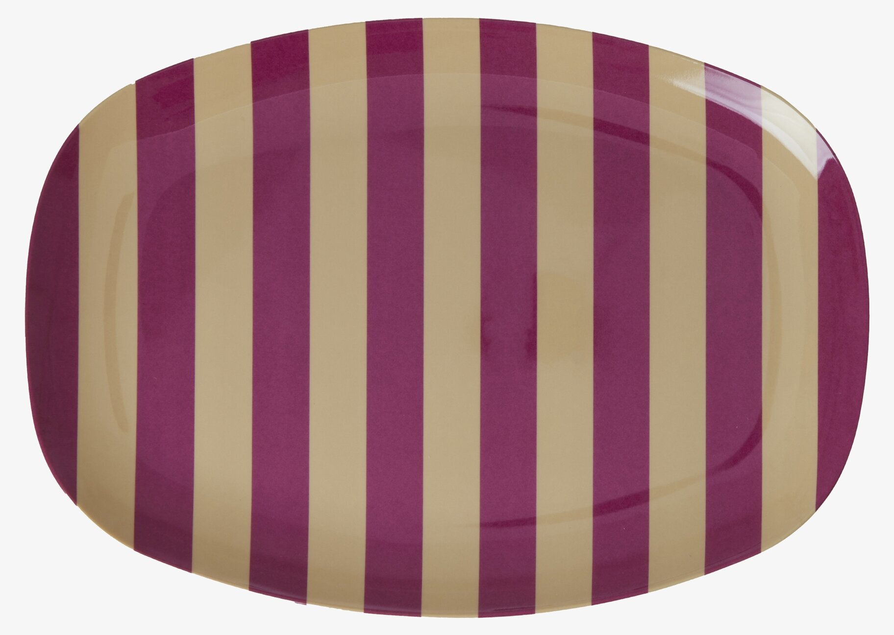 Tallrik Stripes Print från Rice med beige och lila ränder