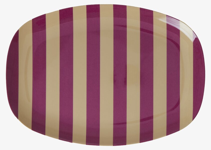 Tallrik Stripes Print från Rice med beige och lila ränder