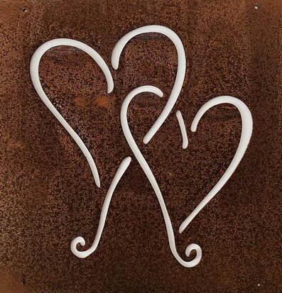 Skylt Hjärtan (armeringsnät) från Lind Decoration, rostig