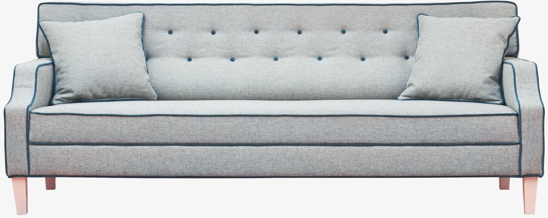 3 Seater Sofa Grey With Petrol Piping från Rice i fokus