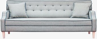 3 Seater Sofa Grey With Petrol Piping från Rice i fokus