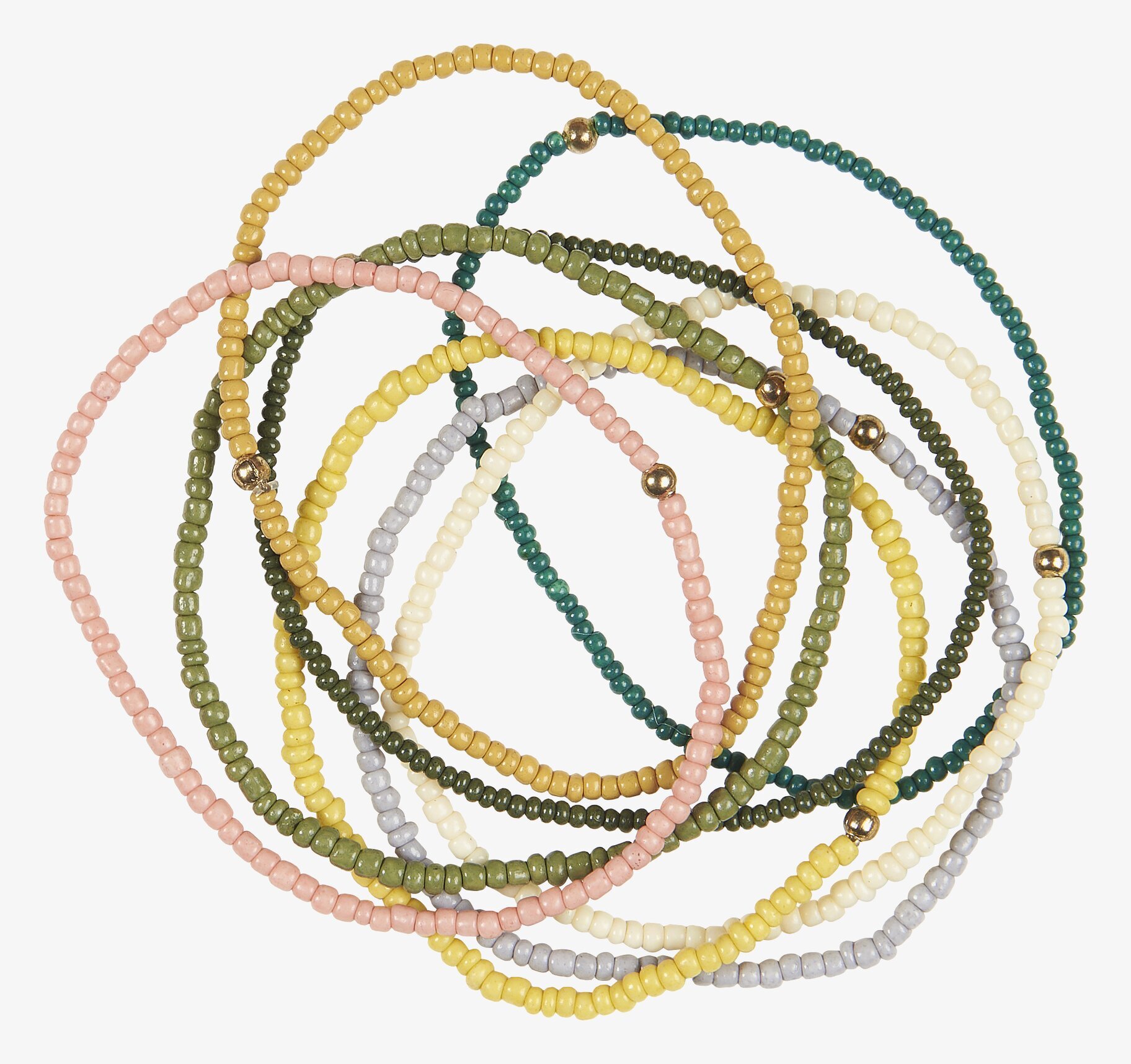 Armband Glaspärlor Set/8 från IB Laursen på vit bakgrund