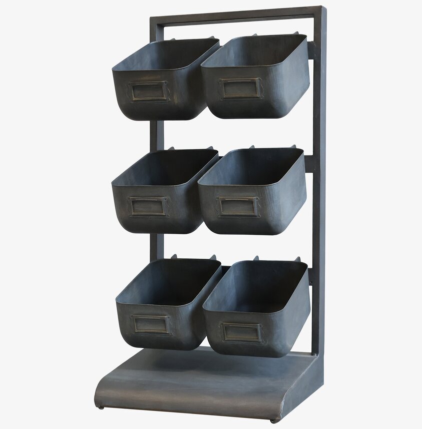 Förvaringsställ 6 lådor Svart/Grå från Chic Antique