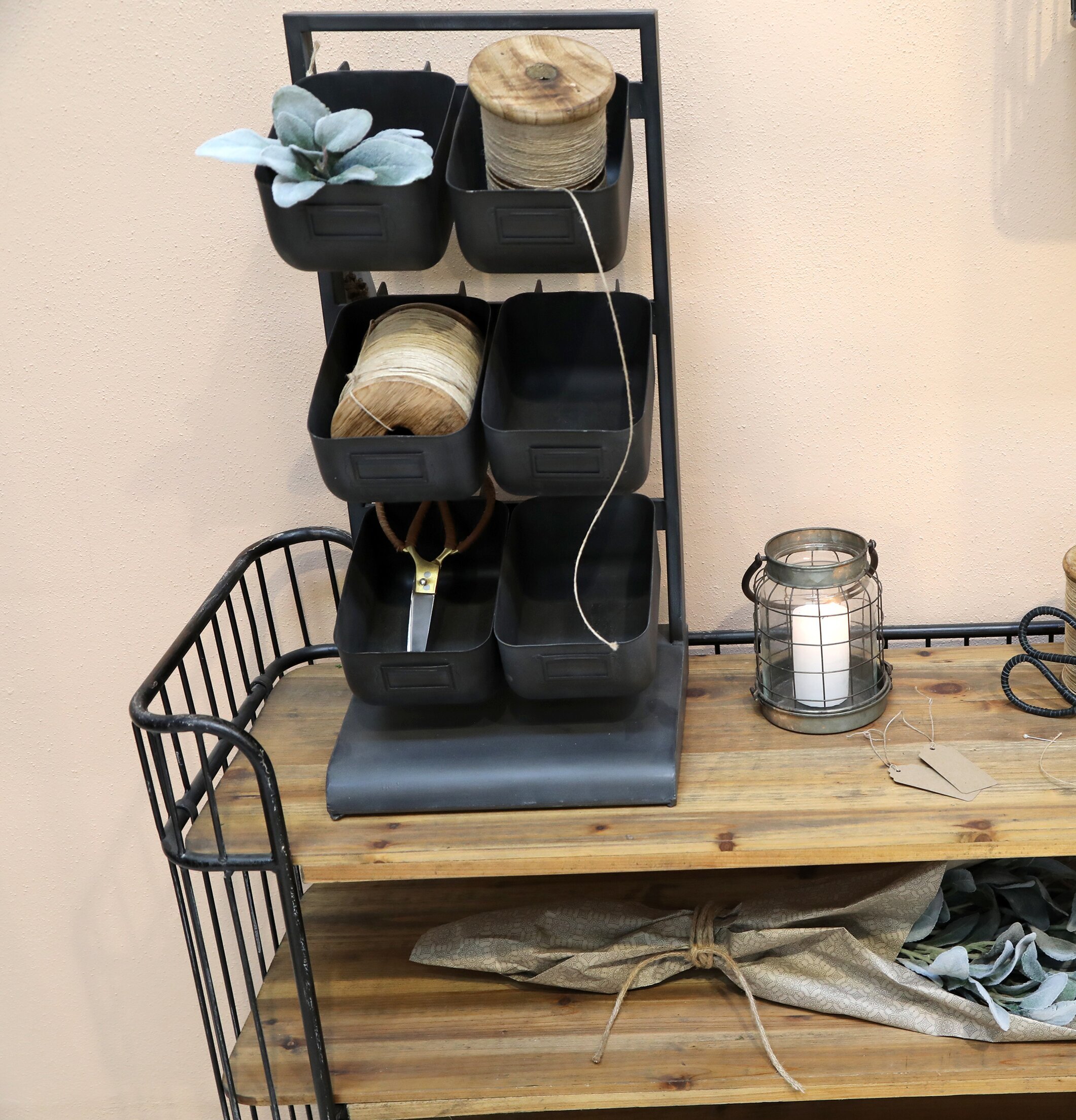 Förvaringsställ 6 lådor Svart/Grå från Chic Antique