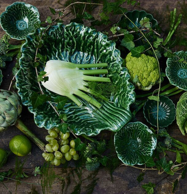 Skål Veggie Grön Large från By ON med bladliknande mönster