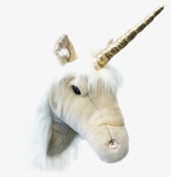 Djurhuvud Enhörning Beige från Brigbys med gyllene horn