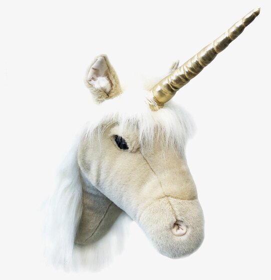 Djurhuvud Enhörning Beige från Brigbys med gyllene horn