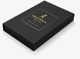Brandfilt Svart/Guld Tablebook från Solstickan i elegant låda