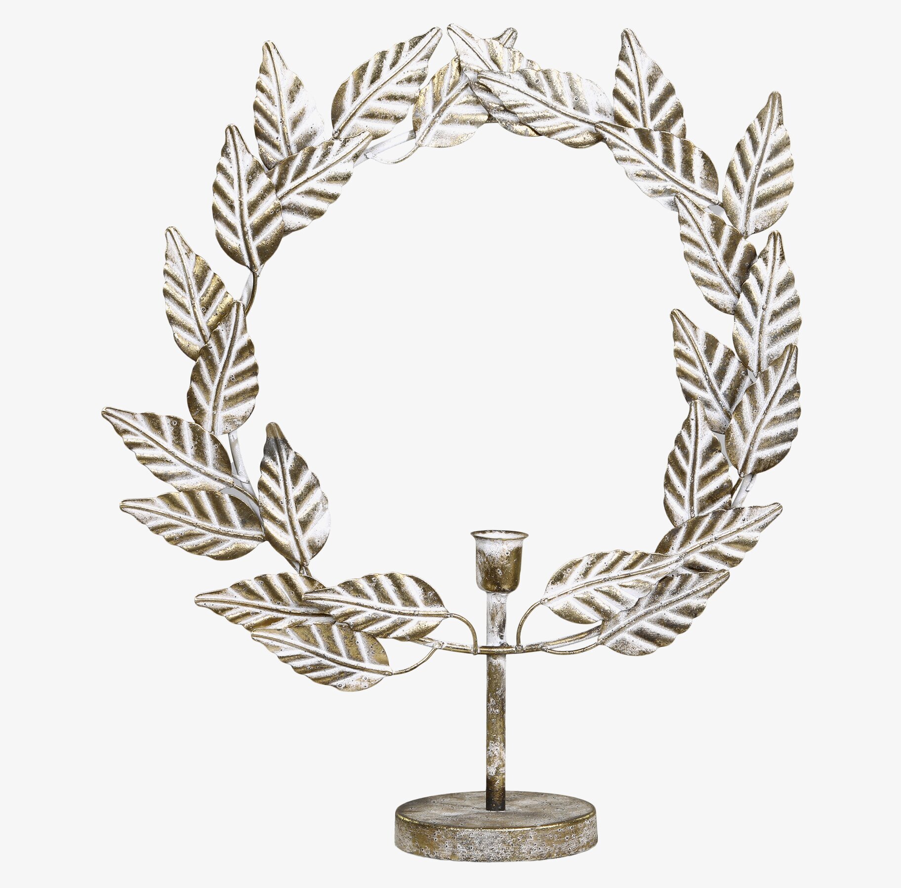 Ljusstake Blad Antik Mässing från Chic Antique i antik stil