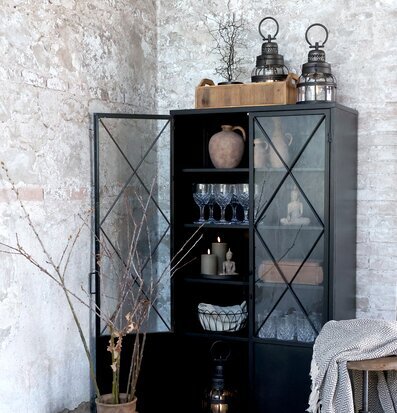 Fransk Stall-Lanterna Antiksvart H39.5cm från Chic Antique