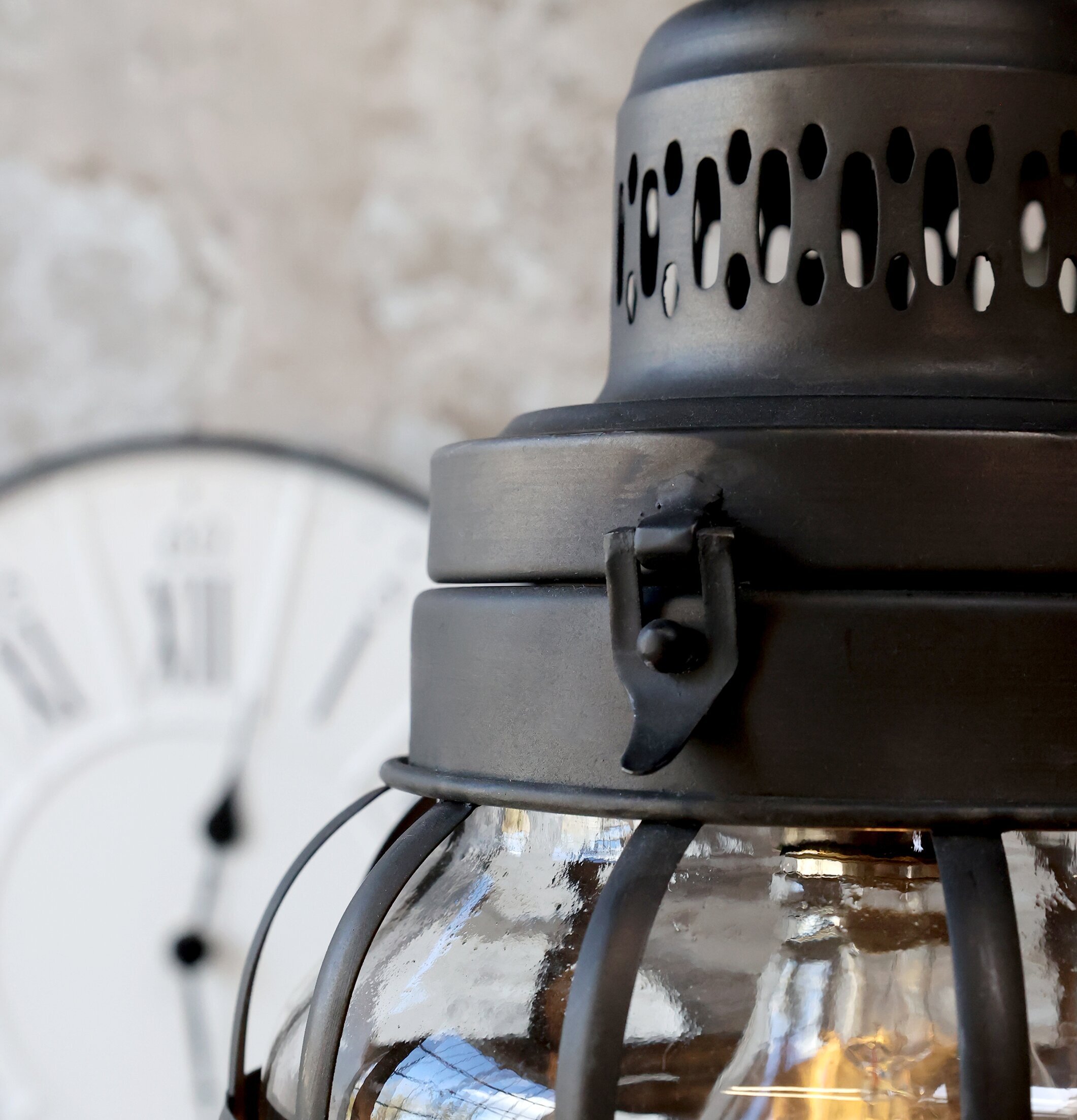 Fransk Stall-Lanterna Antiksvart H39.5cm från Chic Antique