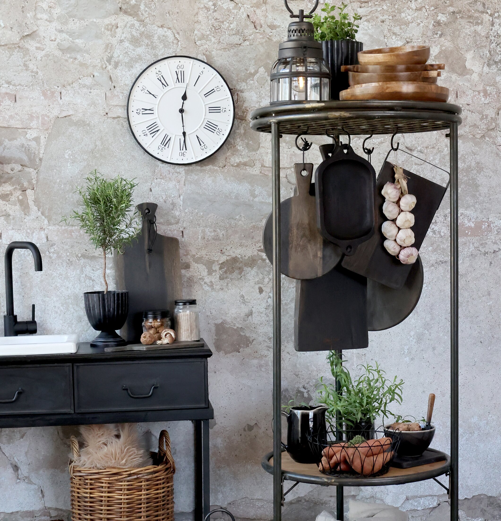 Fransk Stall-Lanterna Antiksvart H34cm från Chic Antique