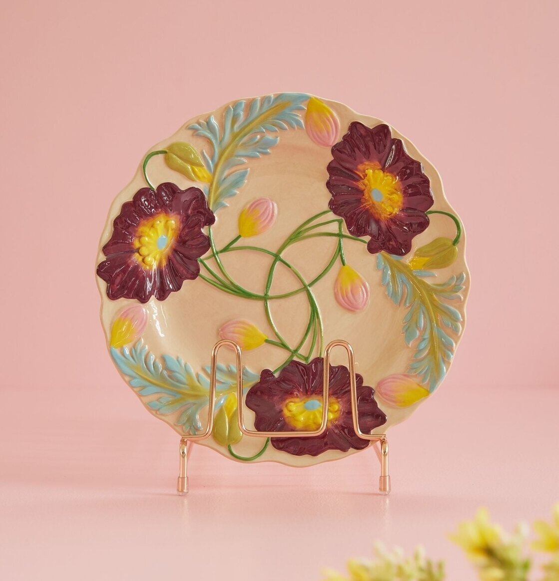 Tallrik Keramik - Flower Design Soft Sand från Rice