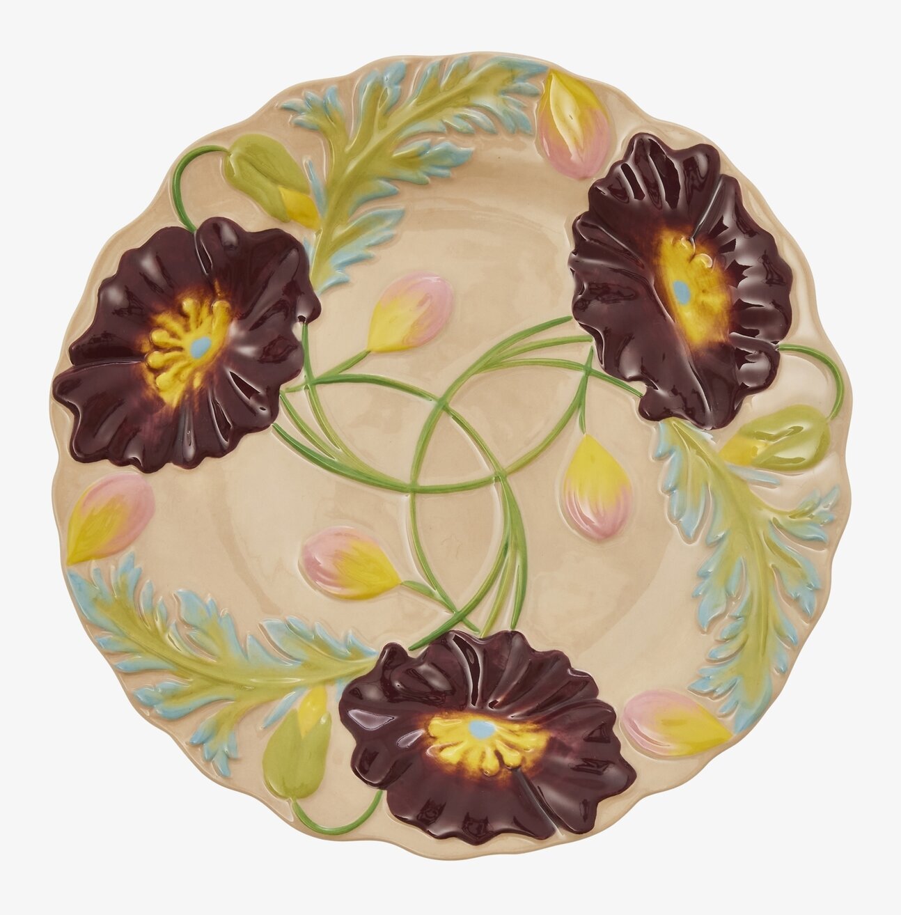 Assiett Keramik - Flower Design Soft Sand från Rice