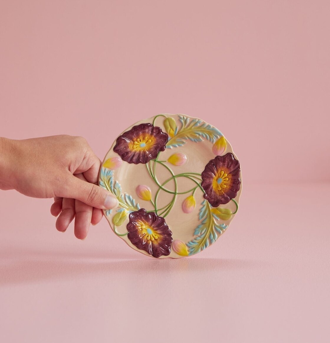 Desserttallrik Keramik - Flower Design Soft Sand från Rice