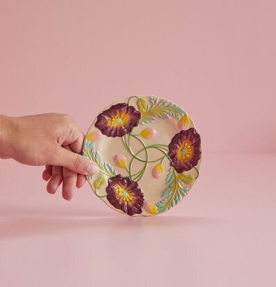 Desserttallrik Keramik - Flower Design Soft Sand från Rice
