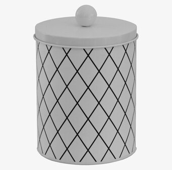 Plåtburk Rut Stor Vit från La Shelf med rutmönster