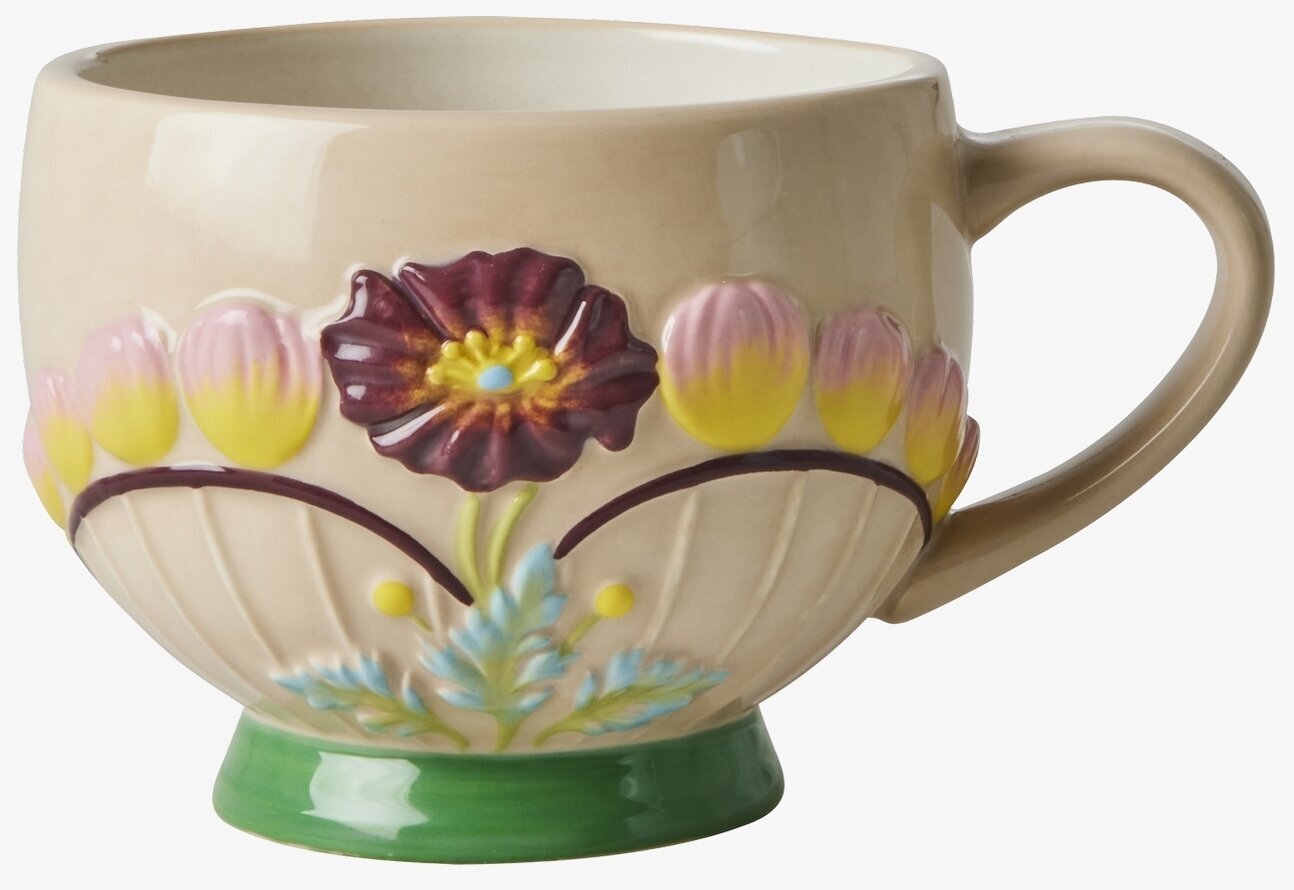 Keramikmugg - Flower Design Soft Sand från Rice, blommig