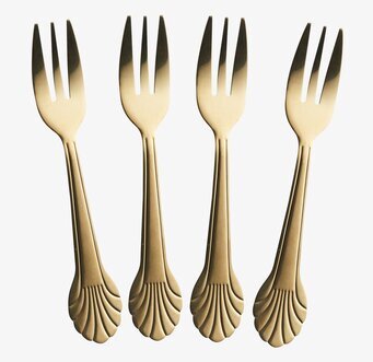 Dessertgaffel Set/4 Guld från Rice med gyllene finish
