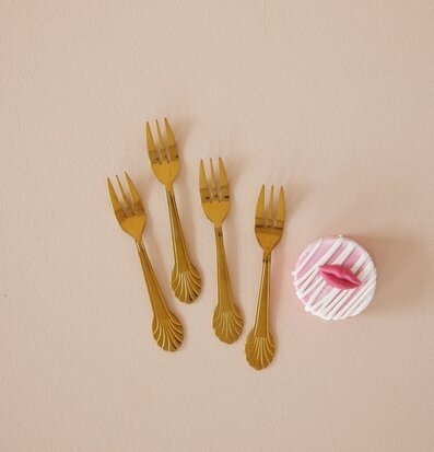 Dessertgaffel Set/4 Guld från Rice med elegant design