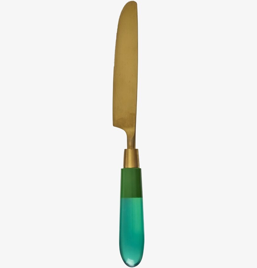 Mässingsbestick Kniv Grön från Rice med mässingsblad