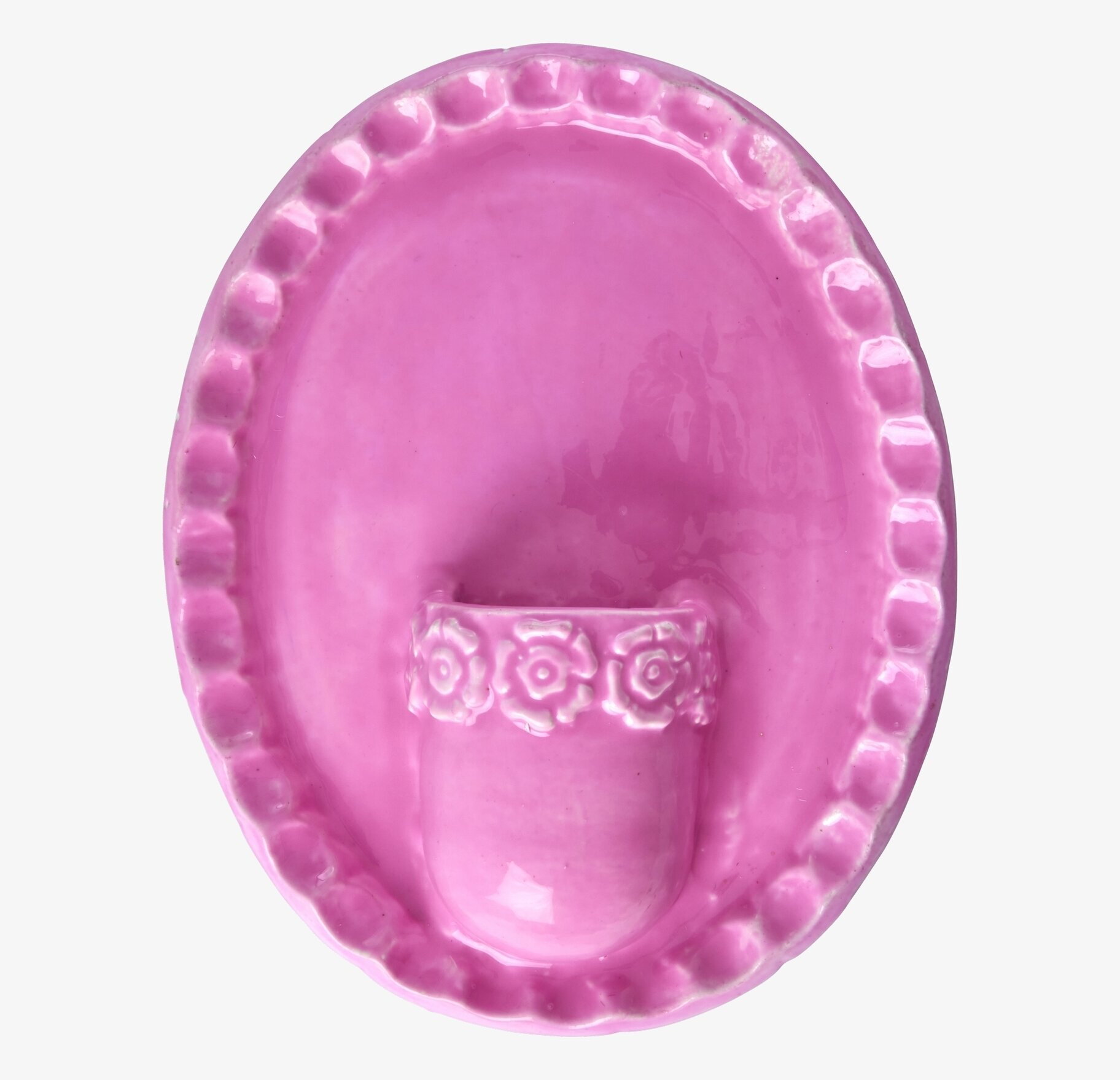 Väggdekoration Rosa från Rice i glaserad keramik med kruka