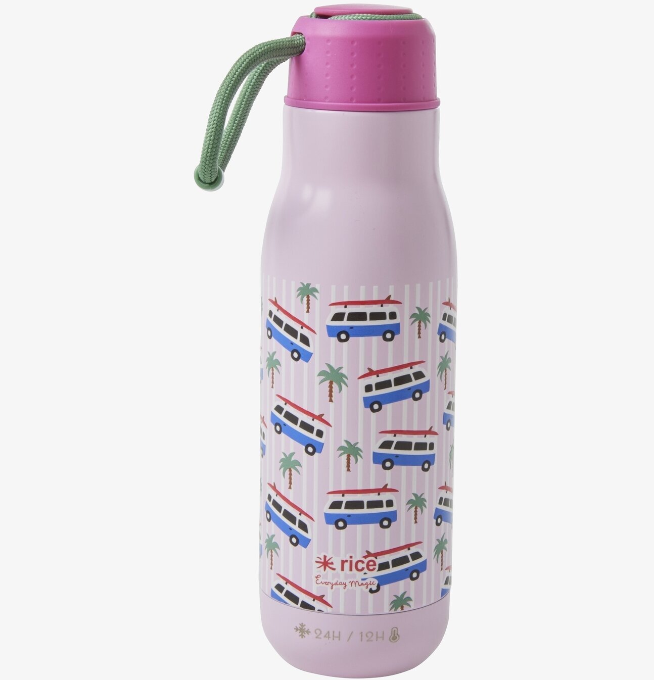 Termoflaska - Pink Car Print från Rice med bilar och palmer