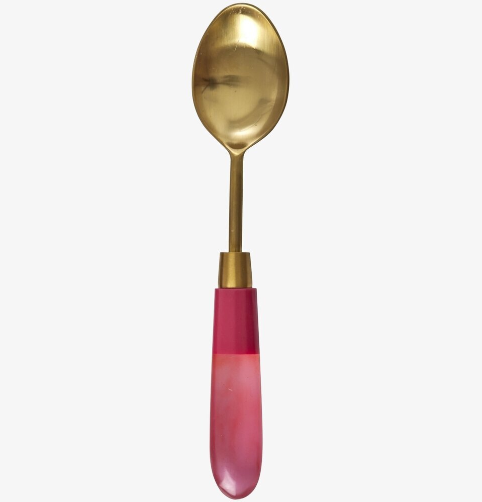 Mässingsbestick Sked Rosa från Rice med mässingsskalle