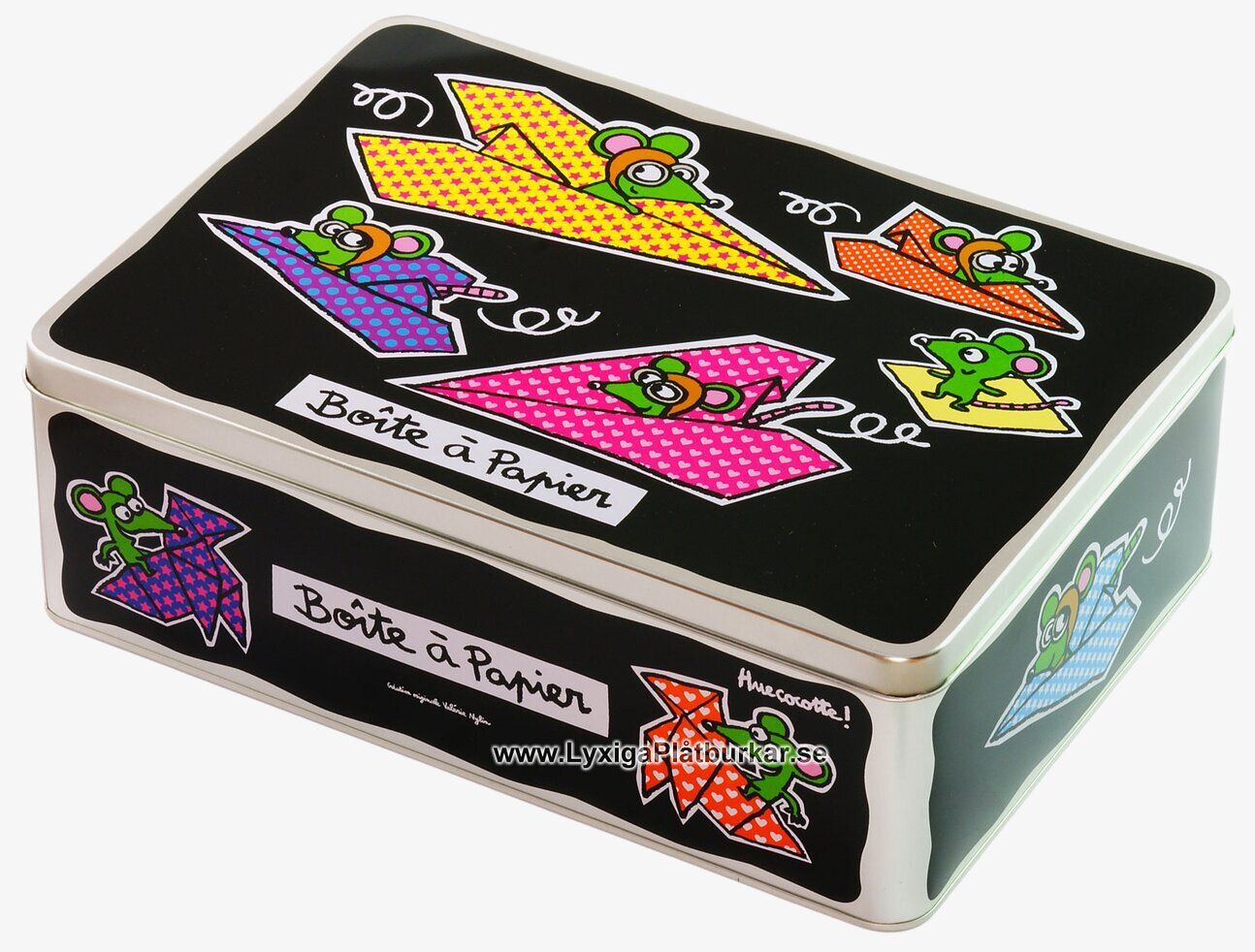 Plåtburk Papper svart från Derriére la porte med möss