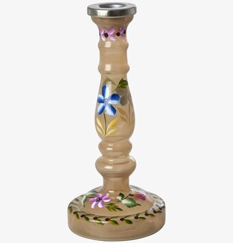 Ljusstake Med Handmålade Blommor Sand från Rice