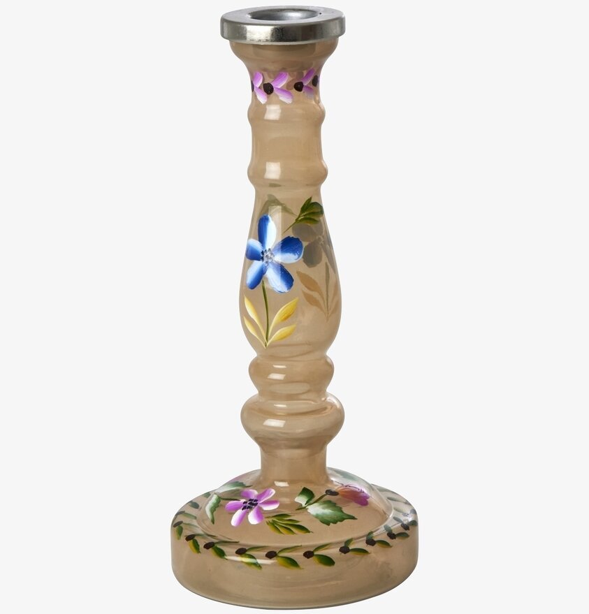 Ljusstake Med Handmålade Blommor Sand från Rice