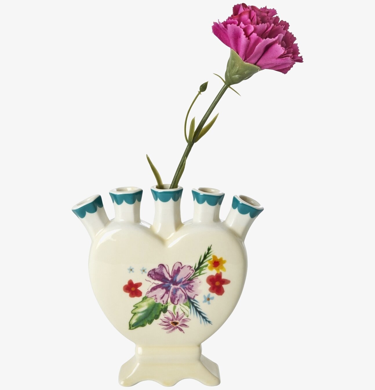 Keramikvas - Flower från Rice med fem halsar och blommönster