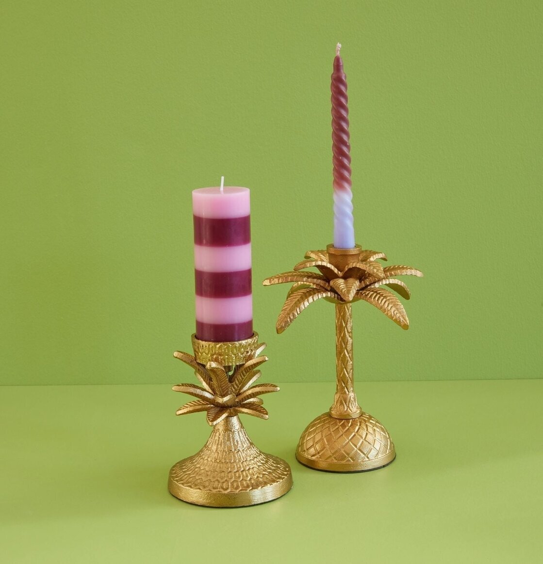 Ljusstake Palm Kronljus från Rice i guld med färgglada ljus