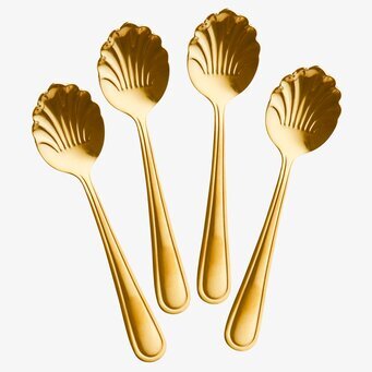 Tesked Set/4 Guld från Rice med unik musselmotivdesign