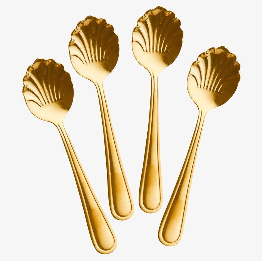 Tesked Set/4 Guld från Rice med unik musselmotivdesign
