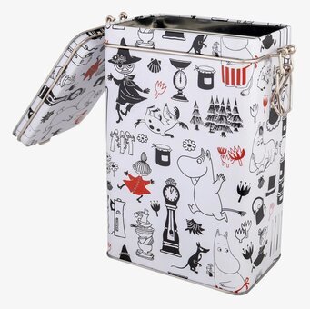 Bild av dekorativ kaffeburk med Muminmotiv