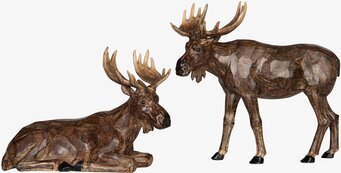 Älg Natur Mix Poly från A Lot Decoration, två älgfigurer